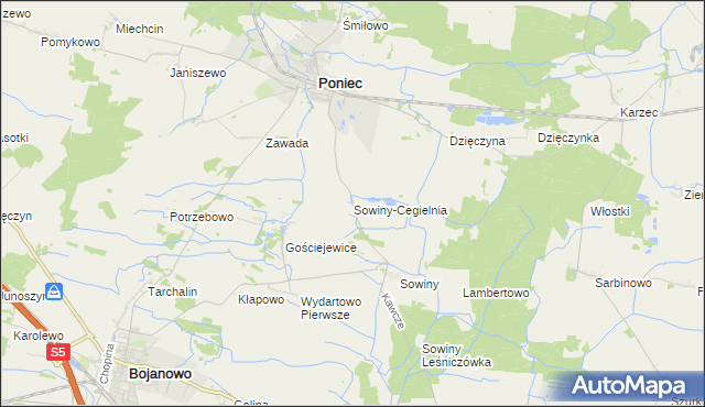 mapa Sowiny-Cegielnia, Sowiny-Cegielnia na mapie Targeo