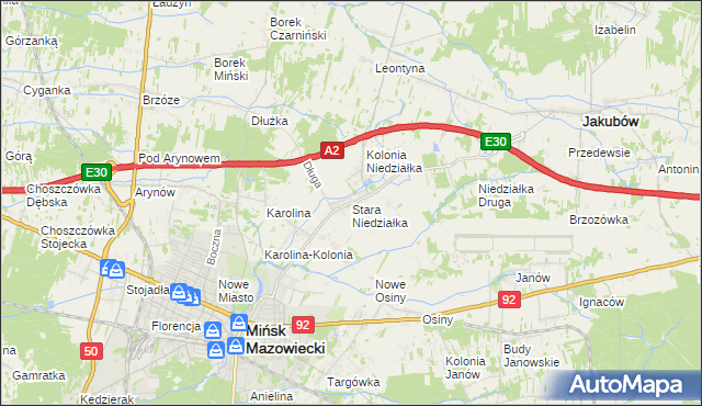 mapa Stara Niedziałka, Stara Niedziałka na mapie Targeo