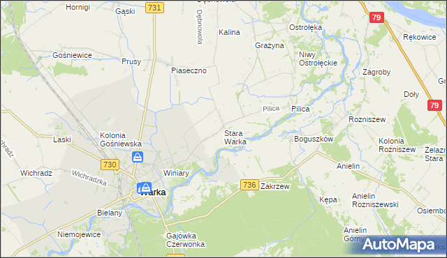 mapa Stara Warka, Stara Warka na mapie Targeo