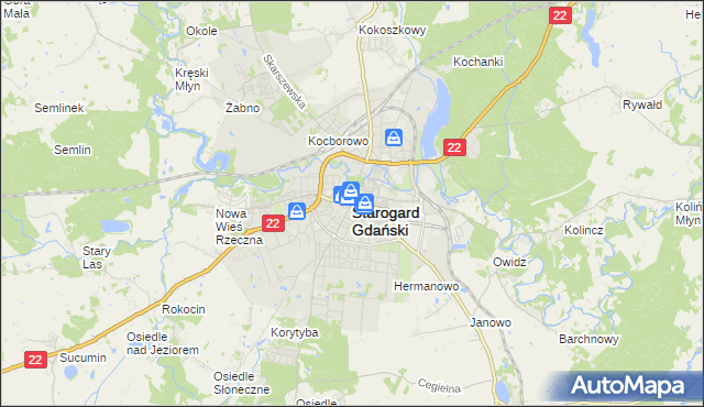 mapa Starogard Gdański, Starogard Gdański na mapie Targeo