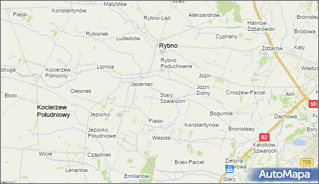 mapa Stary Szwarocin, Stary Szwarocin na mapie Targeo