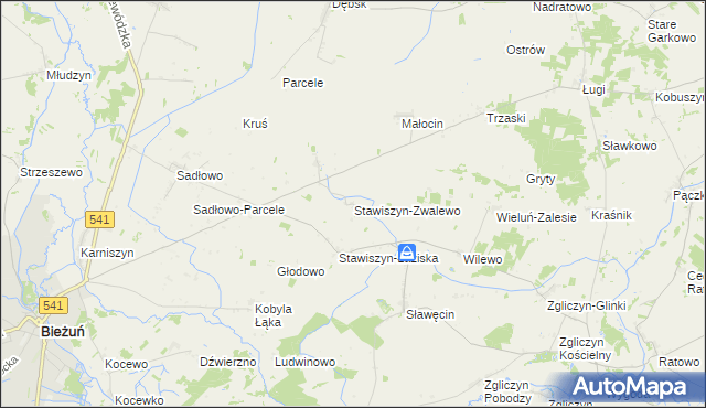 mapa Stawiszyn-Zwalewo, Stawiszyn-Zwalewo na mapie Targeo