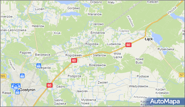 mapa Stefanów gmina Gostynin, Stefanów gmina Gostynin na mapie Targeo