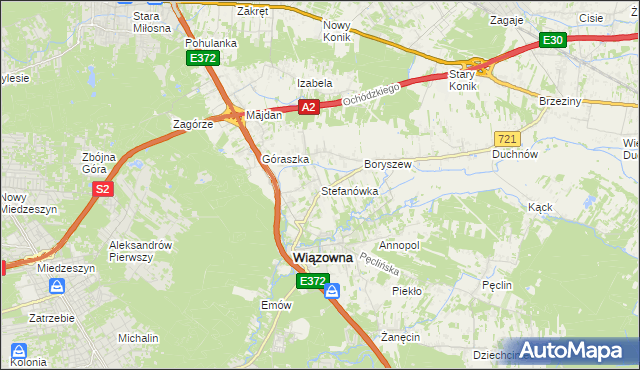 mapa Stefanówka gmina Wiązowna, Stefanówka gmina Wiązowna na mapie Targeo