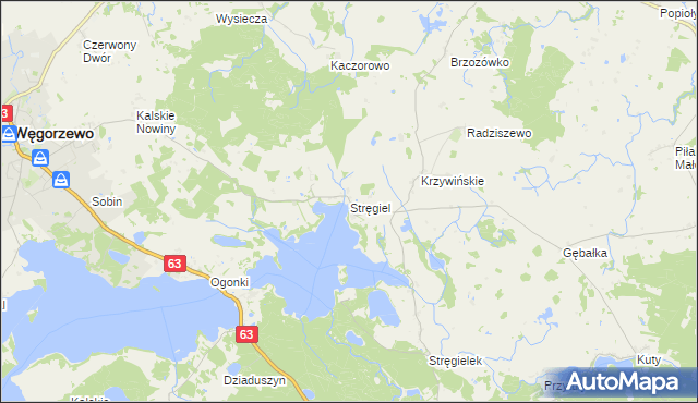 mapa Stręgiel, Stręgiel na mapie Targeo