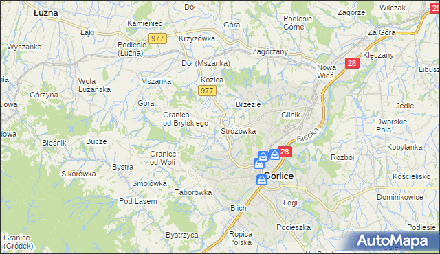 mapa Stróżówka, Stróżówka na mapie Targeo