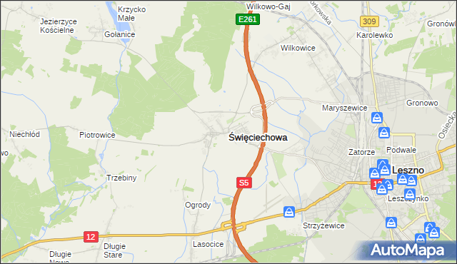mapa Święciechowa, Święciechowa na mapie Targeo