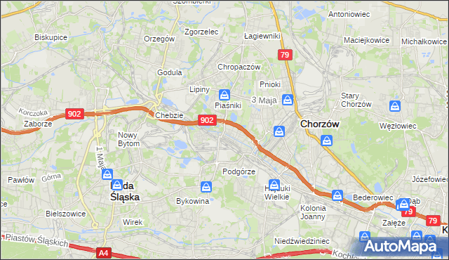 mapa Świętochłowice, Świętochłowice na mapie Targeo