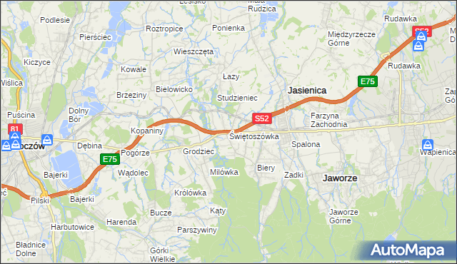 mapa Świętoszówka, Świętoszówka na mapie Targeo