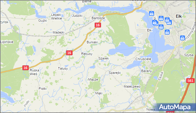 mapa Szarek gmina Ełk, Szarek gmina Ełk na mapie Targeo
