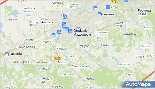 mapa Szczęsne gmina Grodzisk Mazowiecki, Szczęsne gmina Grodzisk Mazowiecki na mapie Targeo