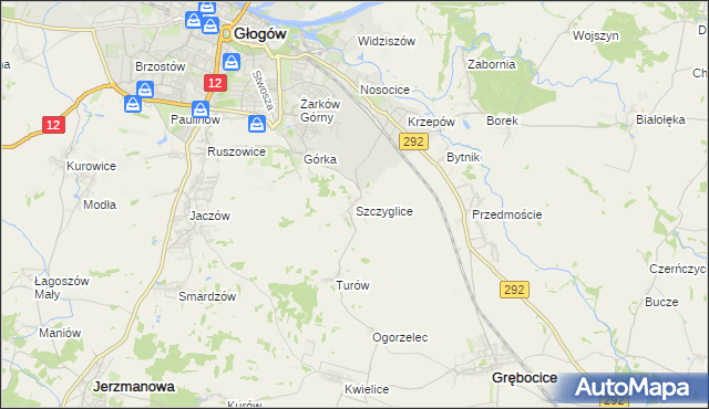 mapa Szczyglice gmina Głogów, Szczyglice gmina Głogów na mapie Targeo