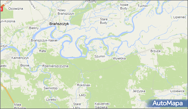 mapa Szumin gmina Łochów, Szumin gmina Łochów na mapie Targeo