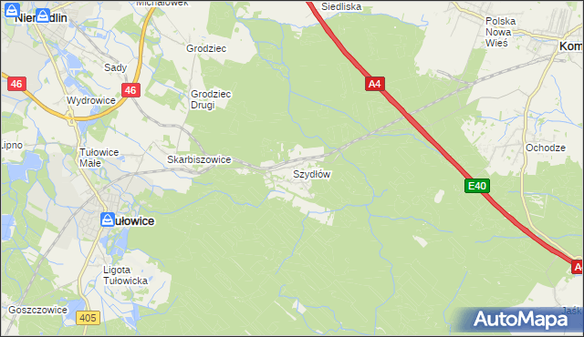 mapa Szydłów gmina Tułowice, Szydłów gmina Tułowice na mapie Targeo