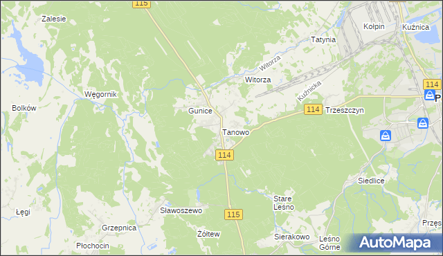 mapa Tanowo, Tanowo na mapie Targeo