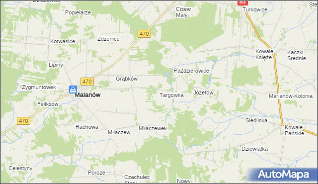 mapa Targówka gmina Malanów, Targówka gmina Malanów na mapie Targeo
