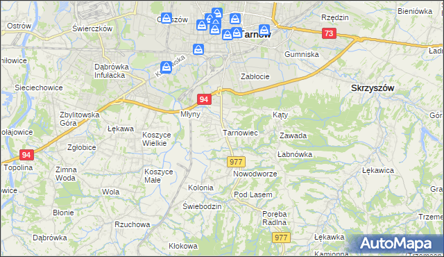 mapa Tarnowiec gmina Tarnów, Tarnowiec gmina Tarnów na mapie Targeo