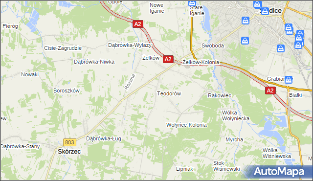 mapa Teodorów gmina Skórzec, Teodorów gmina Skórzec na mapie Targeo