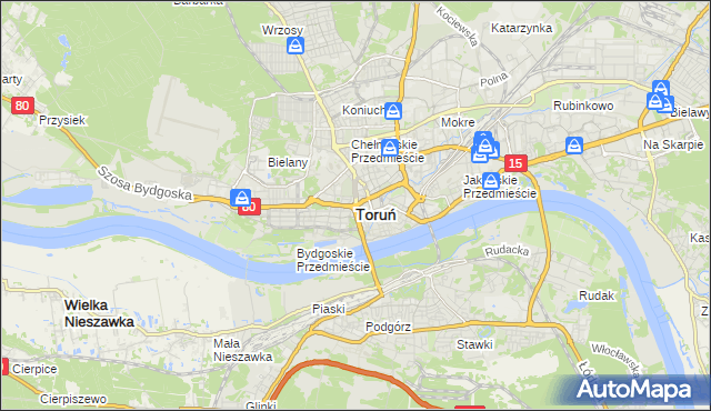 mapa Torunia, Toruń na mapie Targeo