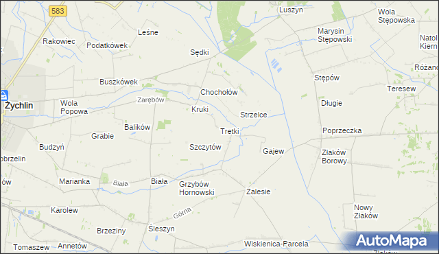 mapa Tretki, Tretki na mapie Targeo