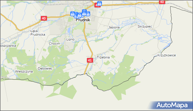 mapa Trzebina gmina Lubrza, Trzebina gmina Lubrza na mapie Targeo