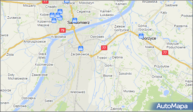 mapa Trześń gmina Gorzyce, Trześń gmina Gorzyce na mapie Targeo