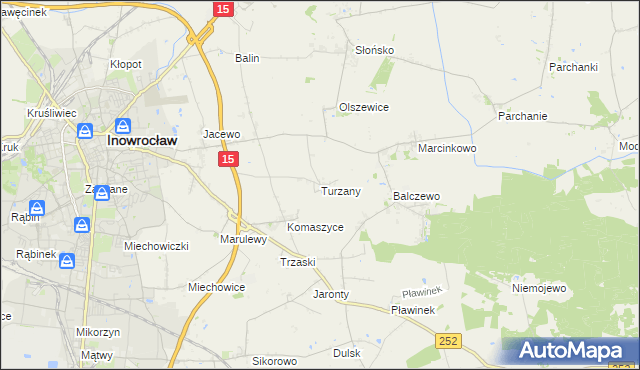 mapa Turzany gmina Inowrocław, Turzany gmina Inowrocław na mapie Targeo