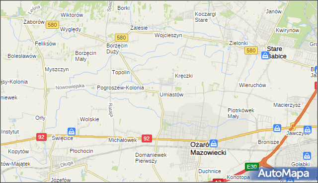 mapa Umiastów, Umiastów na mapie Targeo