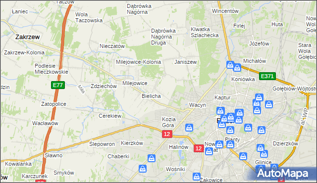 mapa Wacyn, Wacyn na mapie Targeo