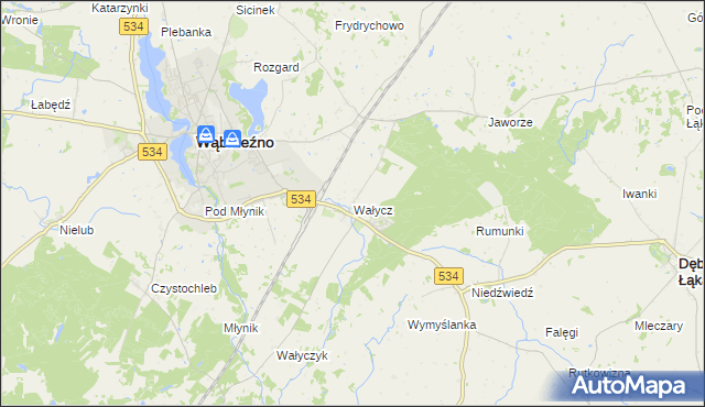 mapa Wałycz, Wałycz na mapie Targeo