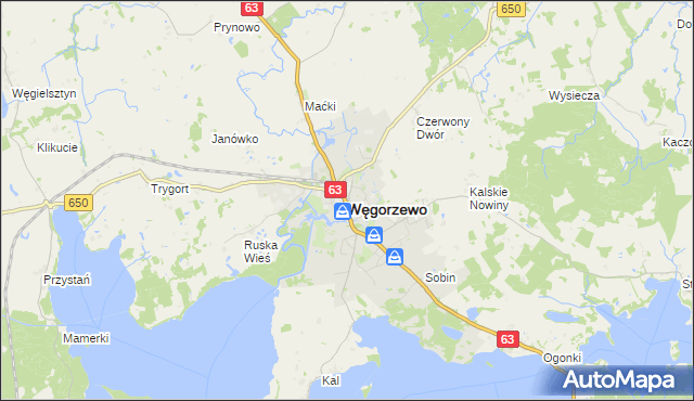 mapa Węgorzewo, Węgorzewo na mapie Targeo