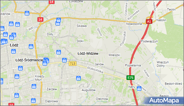 mapa Widzew, Widzew na mapie Targeo