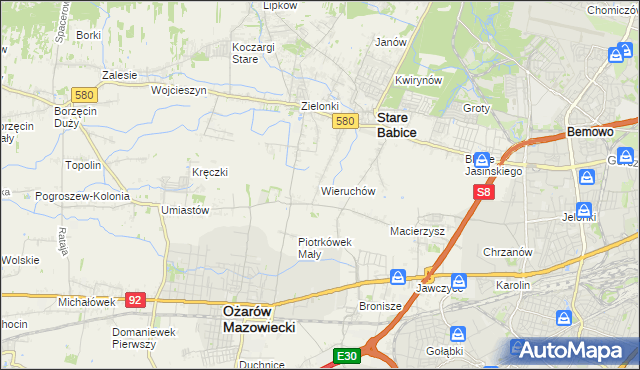 mapa Wieruchów, Wieruchów na mapie Targeo