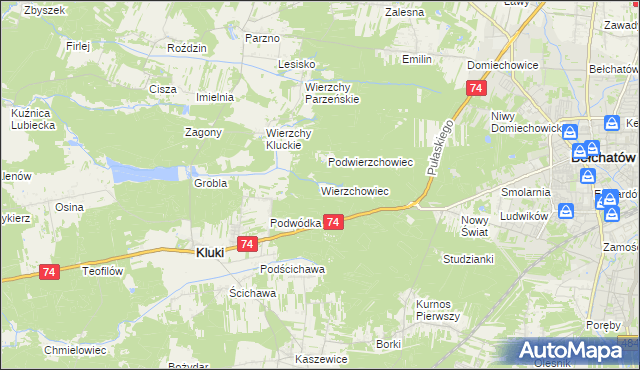 mapa Wierzchowiec, Wierzchowiec na mapie Targeo