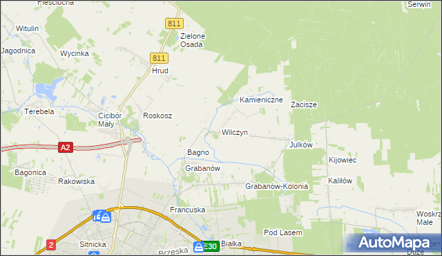 mapa Wilczyn gmina Biała Podlaska, Wilczyn gmina Biała Podlaska na mapie Targeo