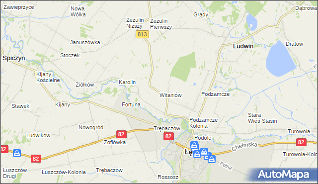 mapa Witaniów, Witaniów na mapie Targeo