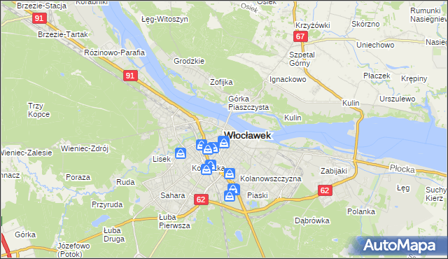 mapa Włocławka, Włocławek na mapie Targeo