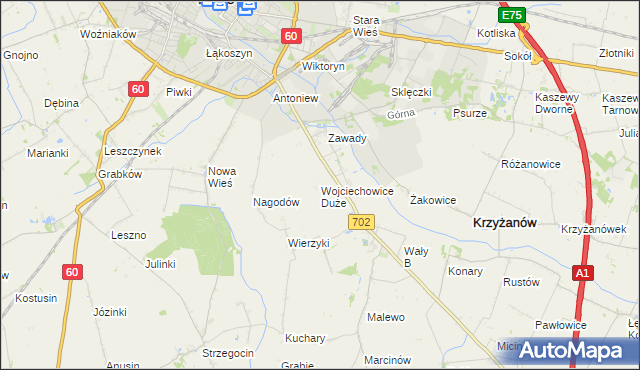 mapa Wojciechowice Duże, Wojciechowice Duże na mapie Targeo