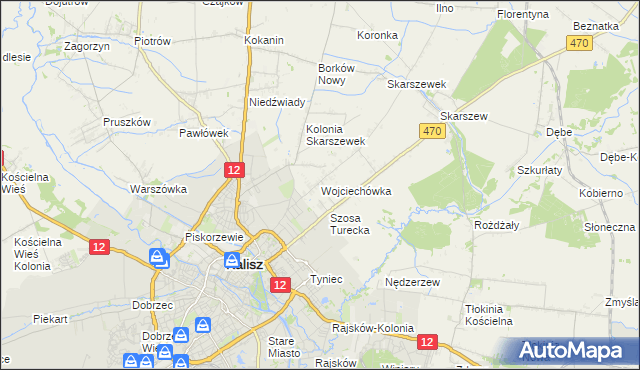 mapa Wojciechówka gmina Żelazków, Wojciechówka gmina Żelazków na mapie Targeo