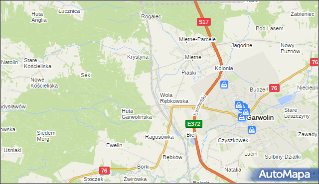 mapa Wola Rębkowska, Wola Rębkowska na mapie Targeo