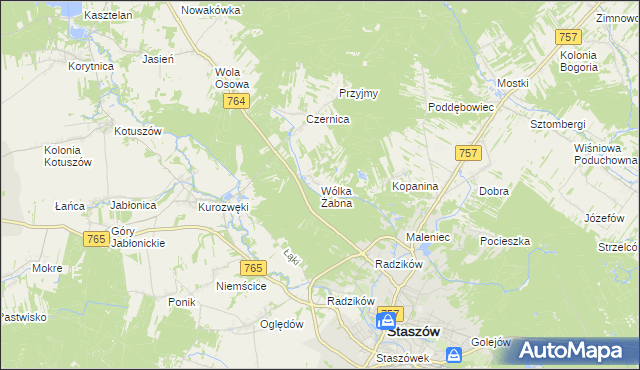 mapa Wólka Żabna, Wólka Żabna na mapie Targeo