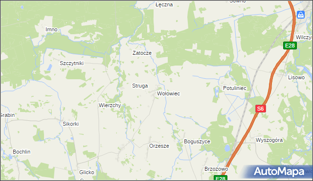 mapa Wołowiec gmina Nowogard, Wołowiec gmina Nowogard na mapie Targeo