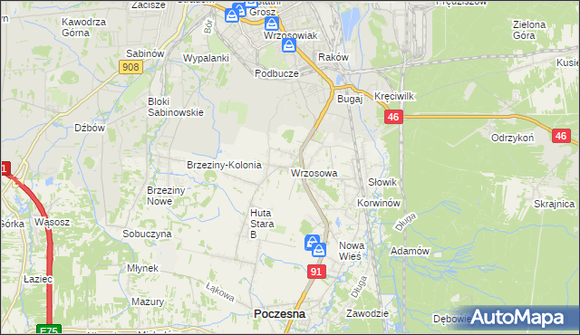 mapa Wrzosowa, Wrzosowa na mapie Targeo