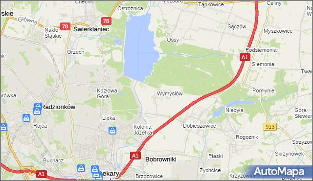 mapa Wymysłów gmina Bobrowniki, Wymysłów gmina Bobrowniki na mapie Targeo