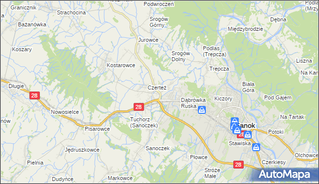 mapa Zabłotce gmina Sanok, Zabłotce gmina Sanok na mapie Targeo