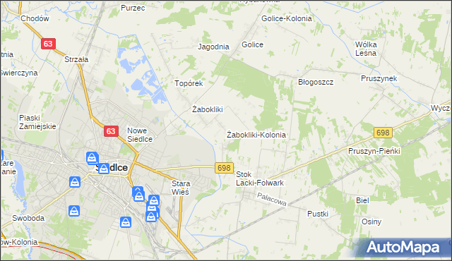 mapa Żabokliki-Kolonia, Żabokliki-Kolonia na mapie Targeo