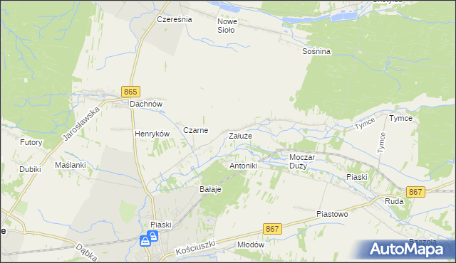 mapa Załuże gmina Lubaczów, Załuże gmina Lubaczów na mapie Targeo