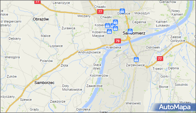 mapa Zawisełcze, Zawisełcze na mapie Targeo