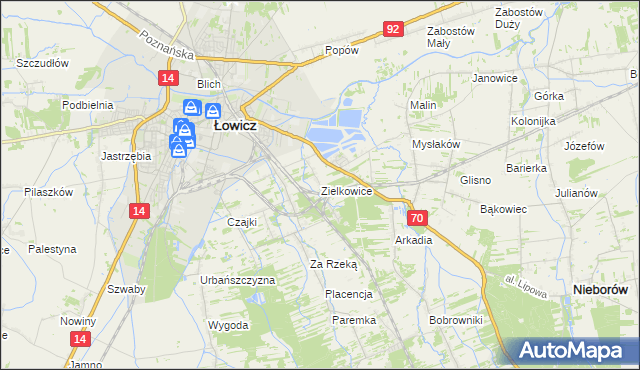 mapa Zielkowice, Zielkowice na mapie Targeo