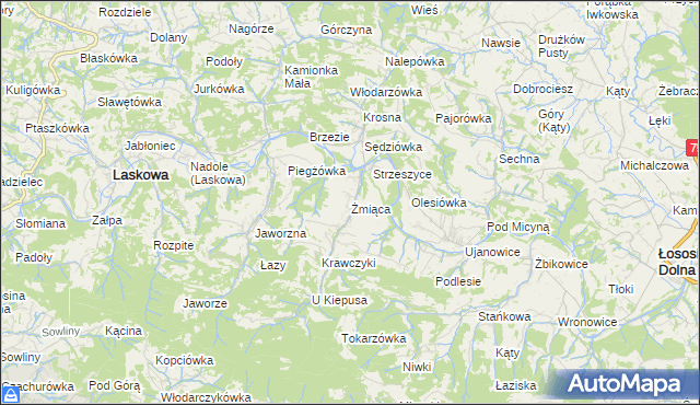 mapa Żmiąca, Żmiąca na mapie Targeo